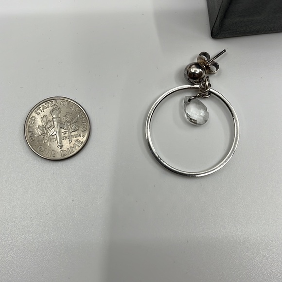 Purely Silver 999 Stud Hoop Earrings with Swarovski Crystals - Picture 9 of 10